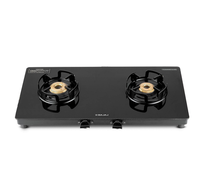 Buy Bajaj GP4 Powder Coated Slim Glasstop Gas Stove 2 Burner Black 450516 2BRGP4 Bajaj at best price from TopTenElectronics